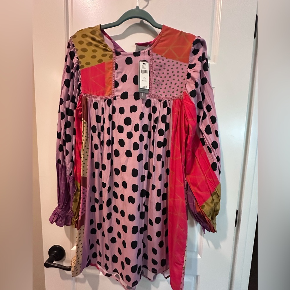 Anthropologie Colorful Long Sleeve Dress NWT size SP.